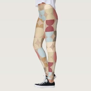 Abstract Half Circles Mod Op Fusion Art Pattern Leggings