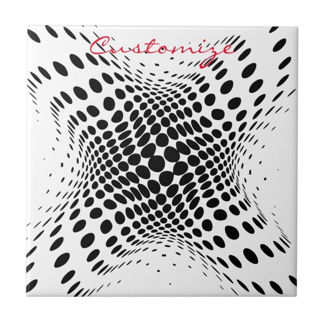 Abstract Half-tone Circles X Thunder_Cove Ceramic Tile (Front)