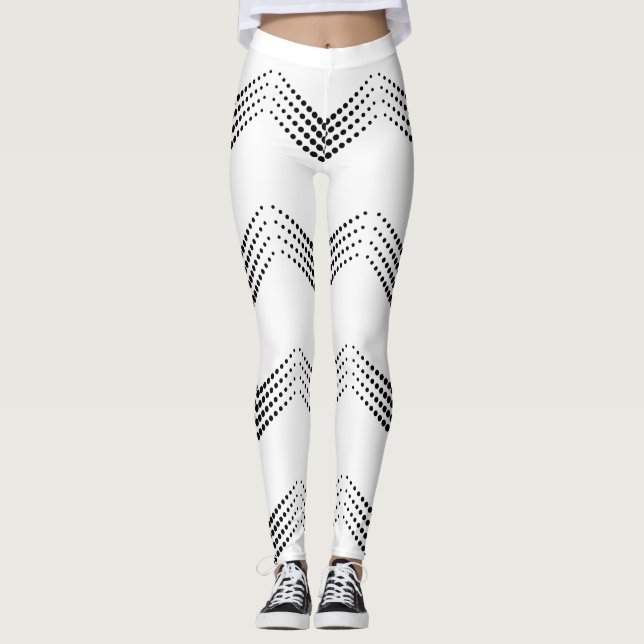 Abstract Half-tone Pulsating Circle Chevrons Leggings (Front)