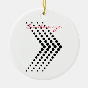 Abstract Half-tone Pulsating Circle Zigzag Chevron Ceramic Ornament