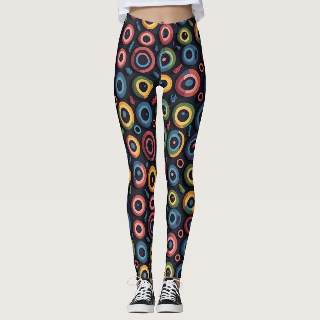 Abstract Halloween Blue Spooky Monster Eyeball  Leggings (Front)