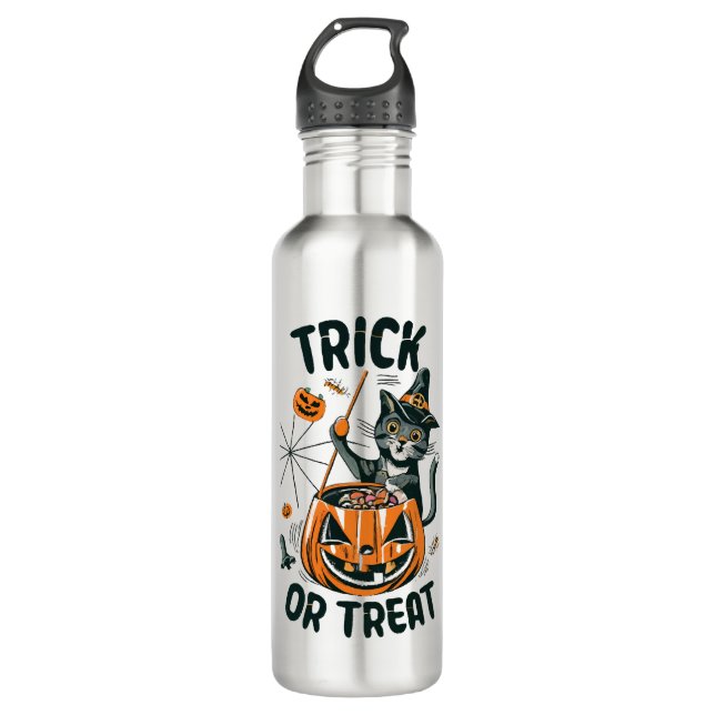 Abstract Halloween Cat 710 Ml Water Bottle (Front)