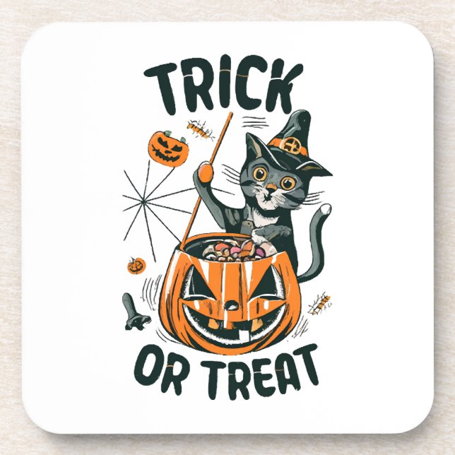 Abstract Halloween Cat Coaster (Front)