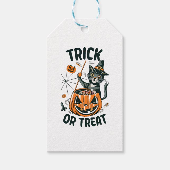 Abstract Halloween Cat Gift Tags (Front)