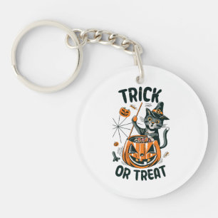 Abstract Halloween Cat Key Ring