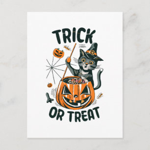 Abstract Halloween Cat Postcard