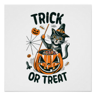 Abstract Halloween Cat Poster