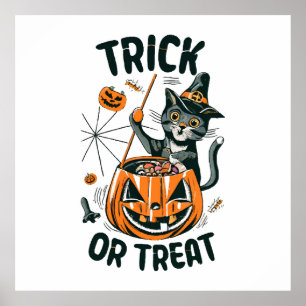 Abstract Halloween Cat Poster