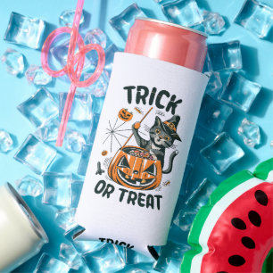 Abstract Halloween Cat Seltzer Can Cooler