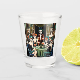 Abstract Halloween cocktail party Shot Glass