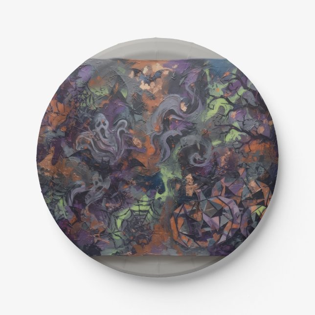 Abstract Halloween  Paper Plate (Front)