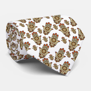 Abstract Hamsa Amulet (Hand of Fatima) Pattern Tie