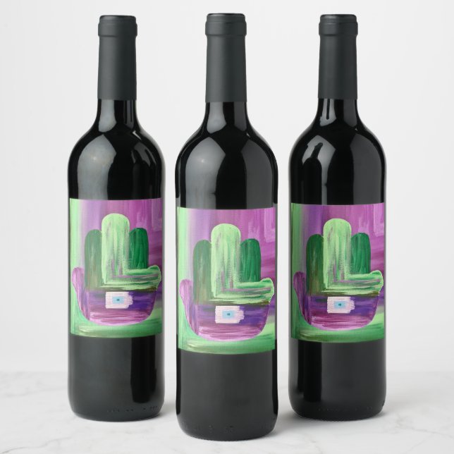 Abstract Hamsa Wine Labels (Bottles)