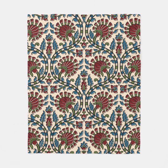 abstract hand block ajrakh print background design fleece blanket (Front)
