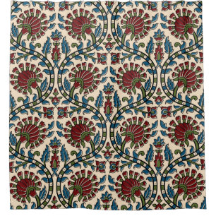 abstract hand block ajrakh print background design shower curtain