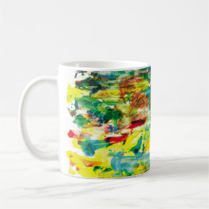 abstract hand draw oil painting composition. colo coffee mug