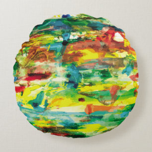 abstract hand draw oil painting composition. colo round cushion
