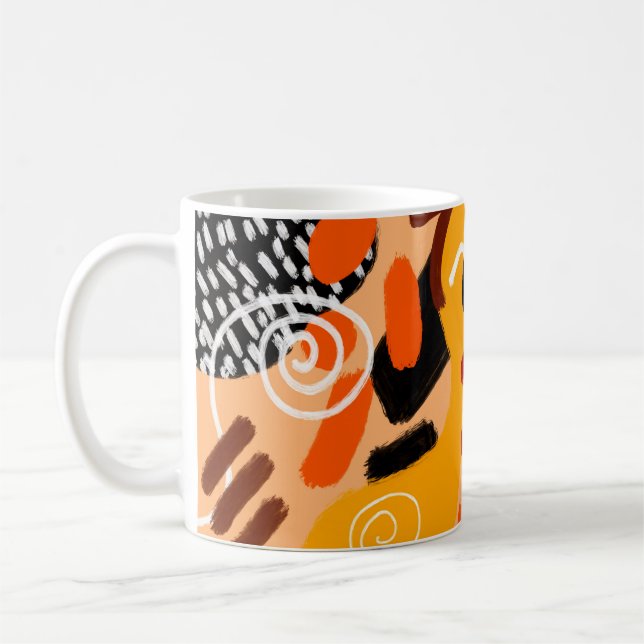 Abstract Hand Drawing Geometric Shapes Brush Strok Coffee Mug (Left)
