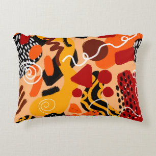 Abstract Hand Drawing Geometric Shapes Brush Strok Decorative Cushion