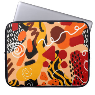 Abstract Hand Drawing Geometric Shapes Brush Strok Laptop Sleeve