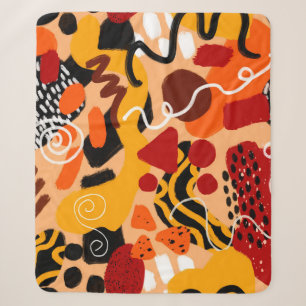 Abstract Hand Drawing Geometric Shapes Brush Strok Sherpa Blanket