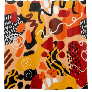 Abstract Hand Drawing Geometric Shapes Brush Strok Shower Curtain