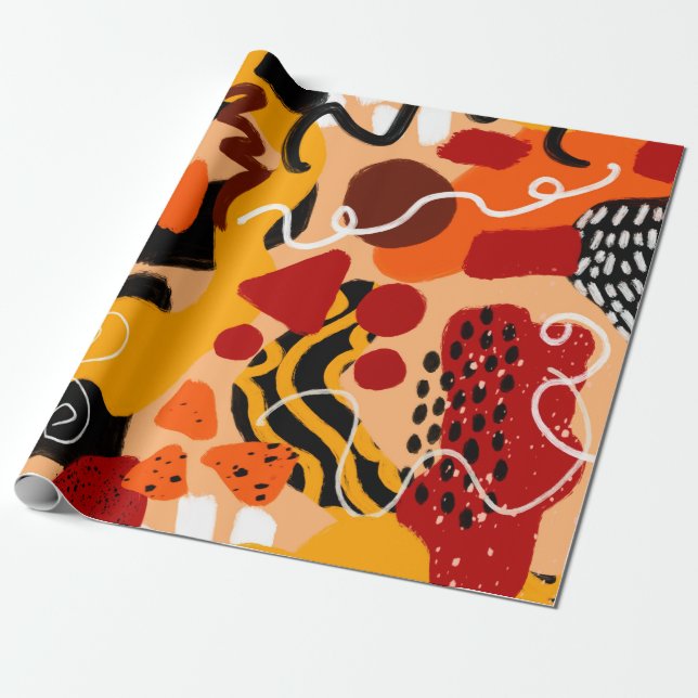 Abstract Hand Drawing Geometric Shapes Brush Strok Wrapping Paper (Unrolled)