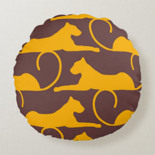 Abstract Hand Drawing Leopard Cheetah Panther Cat  Round Cushion