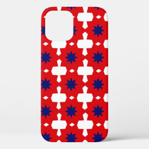 Abstract Hand Drawing Retro 70s Geometric Tile Cer iPhone 12 Case
