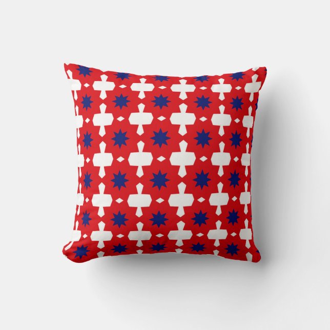 Abstract Hand Drawing Retro 70s Geometric Tile Cer Cushion (Front)