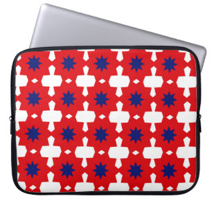 Abstract Hand Drawing Retro 70s Geometric Tile Cer Laptop Sleeve