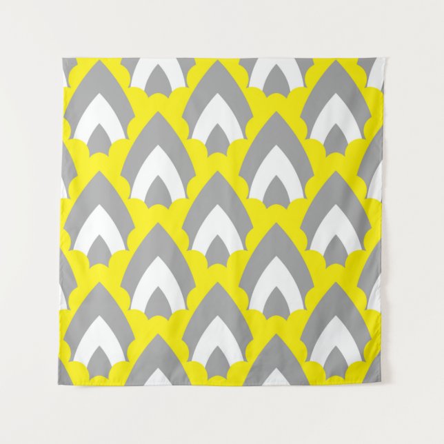 Abstract Hand Drawing Retro Geometric Shapes Trian Tapestry (Front)