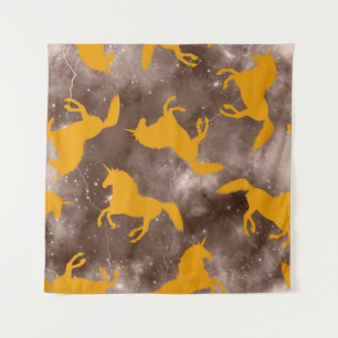 Abstract Hand Drawing Unicorn Horses Seamless Patt Tapestry