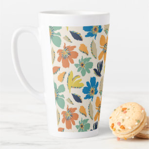 Abstract Hand-Drawn Boho Floral Pattern Latte Mug