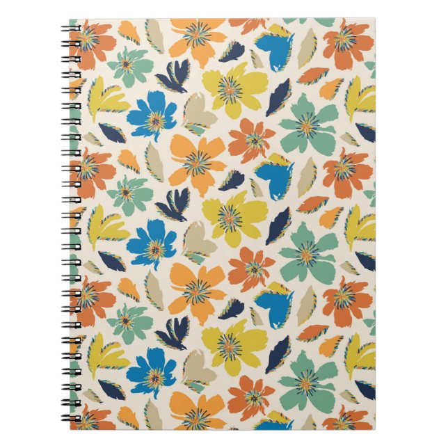 Abstract Hand-Drawn Boho Floral Pattern Notebook (Front)