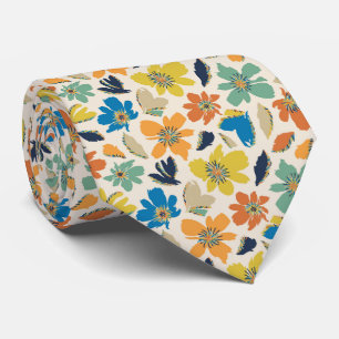Abstract Hand-Drawn Boho Floral Pattern Tie