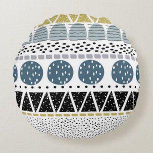 Abstract hand drawn, creative vintage texture. round cushion