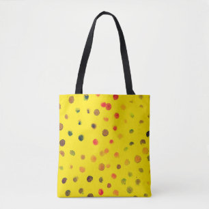 Abstract hand drawn image with multicolor dots on  tote bag