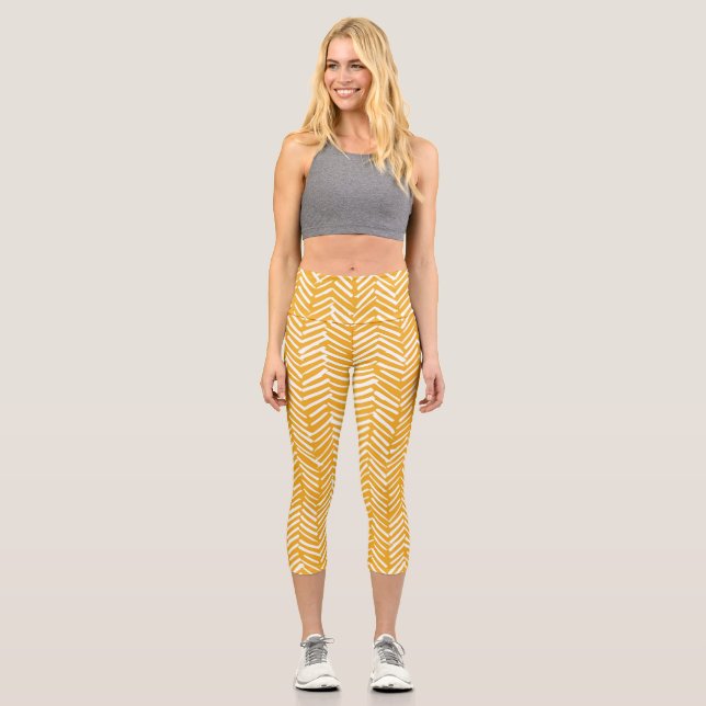 Abstract hand-drawn lines, hipster texture. capri leggings (Front)