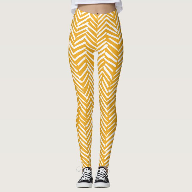 Abstract hand-drawn lines, hipster texture. leggings (Front)