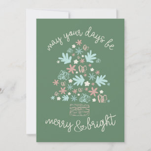 Abstract Hand drawn Pastels Whimsical Christmas  Holiday Card