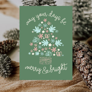 Abstract Hand drawn Pastels Whimsical Christmas  Holiday Card
