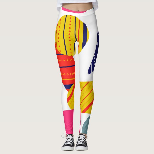 Abstract hand drawn, stylish pattern. leggings (Front)