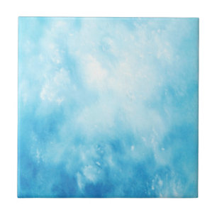Abstract Hand Drawn Watercolor Background: Blue Ceramic Tile