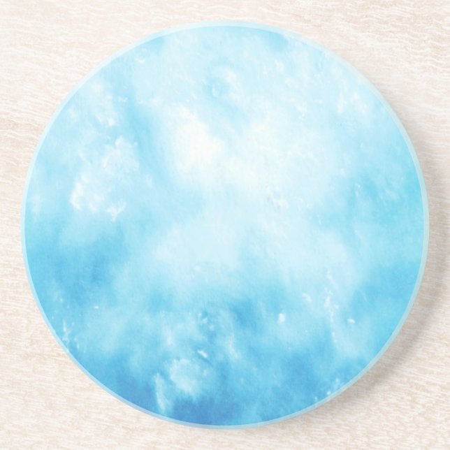 Abstract Hand Drawn Watercolor Background: Blue Coaster (Front)