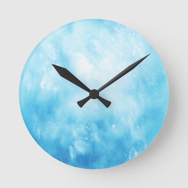 Abstract Hand Drawn Watercolor Background: Blue Round Clock (Front)