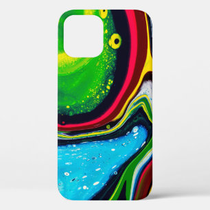 Abstract hand painted background, liquid acrylic p iPhone 12 case