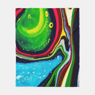 Abstract hand painted background, liquid acrylic p fleece blanket