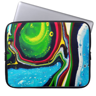 Abstract hand painted background, liquid acrylic p laptop sleeve