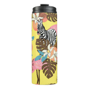 Abstract hand painted seamless animal background.  thermal tumbler